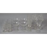 A Collection of Good Quality Etched Drinking Glasses to Comprise Wines, Short Tumblers, Champagne