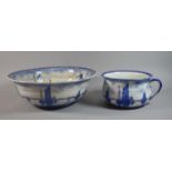 An Edwardian Blue and White Toilet Bowl and Matching Chamber Pot by Grimwades, Bowl AF