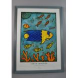 A Framed Cerys Edwards Print of Fish, 69x49cm