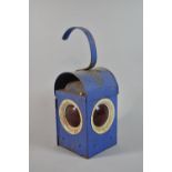 A Blue Painted Dodo Road Lamp by Bat with Red Glass, 39cm High