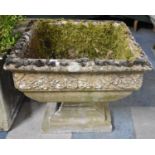 A Reconstituted Stone Square Planter on Stepped Plinth Base, 52cm x 43cm High