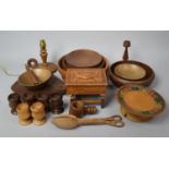 A Collection of Various Treenwares, to Include Goblets, Fruit Bowls, Boxes etc