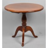 A Small Circular Mahogany Tripod Table, Retailed by Rushworths, 50cm diameter