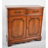 A Mahogany Two Drawer Side Cabinet on Bracket Feet, Crossbanded Top, 75cm wide