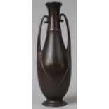A Japanese Meiji Bronze Two Handled Vase, Three Character Mark to Base, 31cm High
