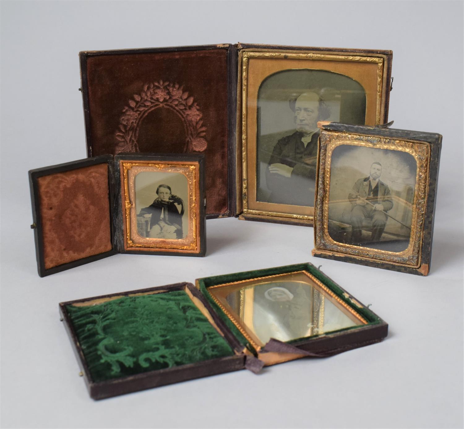 A Collection of Four Late 19th Century Daguerreotype Cased Photographs