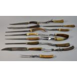 A Collection of Bone and Horn Handled Carving Sets