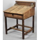 A Late 19th/Early 20th Century Childs Desk with Hinged Sloping Writing Surface, Two Ink Bottles