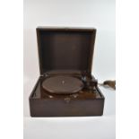 A Vintage His Master's Voice Gramophone Player in Walnut case