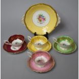 A Collection of Four Coalport Cabinet Cups and Saucers together with a Two Handled Dish with Gilt