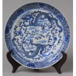 A Good Quality Porcelain Chinese Blue and White Plate of Shallow Bowl Form Housing Underglazed