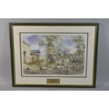 A Framed Nancy Dyson Limited Edition Print, Shepherd and Sheep in Farmyard, 28/500, 45x30cm