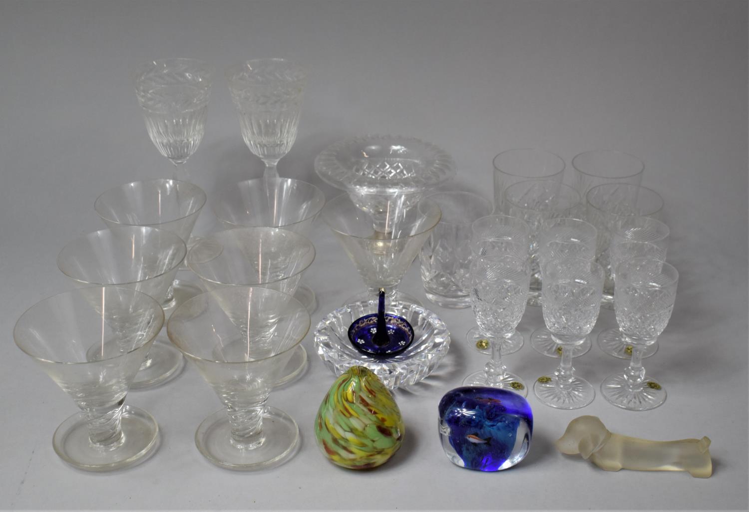 A Collection of Drinking Glasses to comprise Wines, Six Tudor Sherries, Tumblers, Air Twist Glasses,