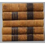 Four Leather Bound Volumes of The British Novelists by William Mudford, Embellished with Elegant
