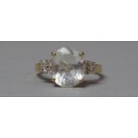 A 9ct Gold White Sapphire and Pale Topaz Ladies Dress Ring, Size N