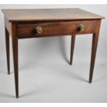 A Regency Mahogany Side Table with Single Long Drawer and Turned Brass Handles, Tapering Turned