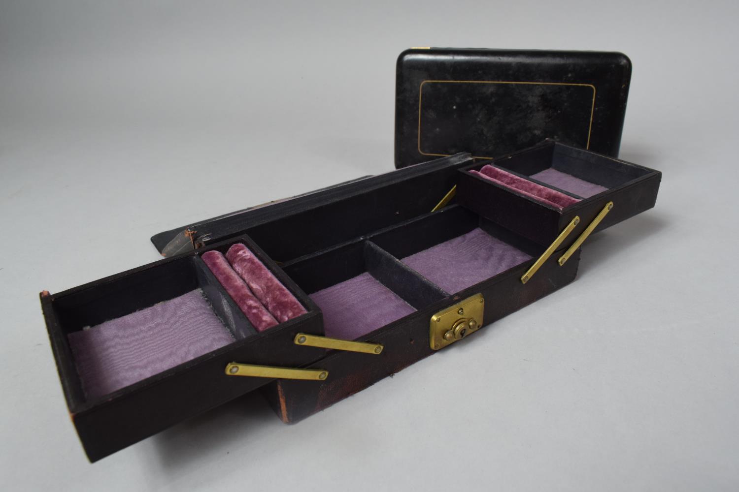 A Small Cantilevered Jewellery Box and a Razor Box, 20cm wide - Image 3 of 3