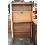 An Edwardian Oak Fall Front Hall Bureau Bookcase with Galleried Top, 63cm wide