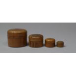 A Graduated Set of Four Miniature Circular Boxes, Largest 3.5cm Diameter