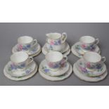 A Royal Albert Friendship Series of Twelve Sweet Pea Pattern Teaset to comprise Five Cups, Six