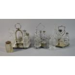 Three Edwardian Part Cruet Sets and Two Spare Bottles