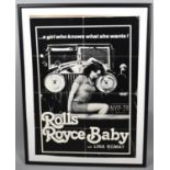 An Original Framed Monochrome Cinema Poster for the Film Rolls Royce Baby with Lina Romay, 1975,