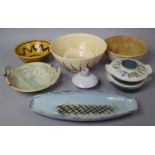 A Collection of Various Studio Pottery to comprise Rectangular Platter, Vase, Swan Decorated Bowl