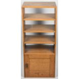 A Small Oak Shelved Unit with Cupboard Base, 38cm wide