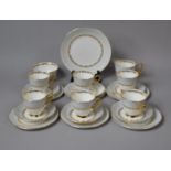 A Windsor Gilt Pattern Teaset to comprise Six Cups, Milk, Sugar, Six Saucers and Side Plates, and