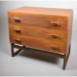 A 1970's Teak Chest of Three Long Drawers, 80cm Wide