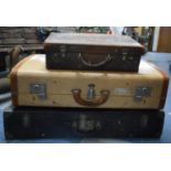 Three Vintage Suitcases, Largest 77cm wide