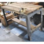A Vintage Work Bench with Vice, 121cm wide