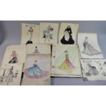 A Folio Containing 75 French Fashion Designs, C.1948, Pen and Ink and Watercolour