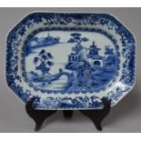 A 19th Century Chinese Export Blue and White Platter Decorated with River Village Scene, 30cm Wide