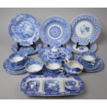 A Collection of Various Blue and White Spode to comprise Italian Pattern Saucers, Cups,m Side