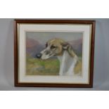 A Framed Painting of a Greyhound Signed Julie Stott, 35x28cm