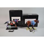 Two Boxed Painted Ponies, "Earth Wind and Fire" and "Patrol Horse"