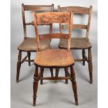 A Pair of Kitchen Dining Chairs and a Similar Elm Seated Example