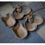 A Pair of Galvanized Iron Double Wall Hanging Cattle Drinking Bowls and Pair of Single Examples