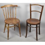 A Bentwood Circular Seated Side Chair and a Spindle Back Chair