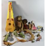 A Collection of Vintage Toys, Norah Wellings Doll, Stuffed Monkey, Guitar etc