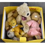 A Box of Vintage and Modern Teddy Bears