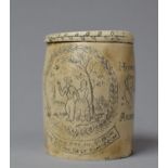 A Resin Scrimshaw Style Tobacco Pot in the Form of a Whale Tooth, 9cm high