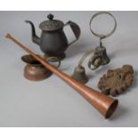 A Collection of Various Metal wares to comprise 19th Century Brass Teapot (Lid AF) Lid Stamped