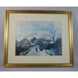 A Framed Pissarro Print, Figures in Lane, 42x32cm