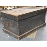 A Vintage Pine Blanket Box with Iron Carrying Handles, 97cm wide