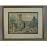 A Framed Watercolour Depicting Church, Monogrammed HR 1945, 33.5x24cm