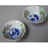 Two Small Chinese Porcelain Dishes Decorated in Underglaze Blue with Applied Enamels, Six