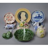 A Collection of Continental Ceramics to Include Decorated Plates, Wall Sconce, Animal Figures etc