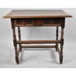 A 19th Century Oak Side Table with Single Long Drawer, Missing Piece Moulded Fielding to Left